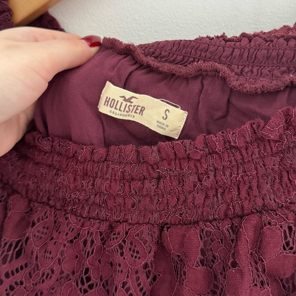 HOLLISTER | Lace Burgundy Romper Size Small - Picture 5 of 6